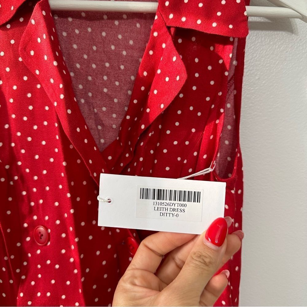 Reformation Leith Mini Dress Ditty Red Polka Dot - Picture 6 of 8